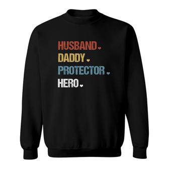 Husband Daddy Protector Hero Heart Retro Vintage Sweatshirt - Seseable