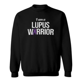 I Am A Lupus Warrior Lupus Awareness Purple Ribbon Lupus Sweatshirt - Seseable