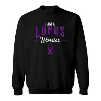 I Am A Lupus Warrior Purple Awareness Ribbon Sweatshirt - Seseable