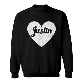 I Heart Justin - First Names And Hearts I Love Justin Sweatshirt - Seseable