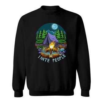 I Love Camping I Hate People Outdoors Funny Vintage Campfire Sweatshirt | Mazezy