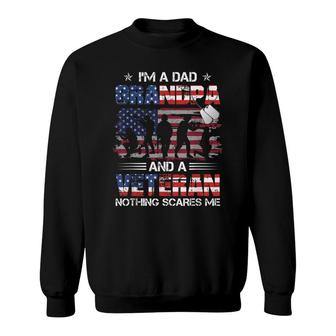 Im Dad Grandpa And A Veteran Proud Us Veteran Fathers Day Sweatshirt - Seseable