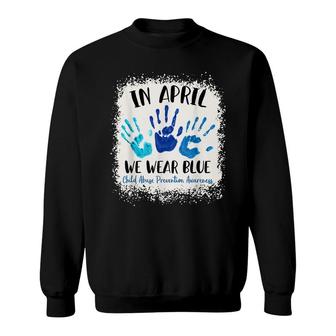In April Blue Ribbon Child Abuse Prevention Awareness Sweatshirt - Seseable