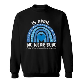 In April We Wear Blue Cool Child Abuse Prevention Awareness Sweatshirt - Seseable