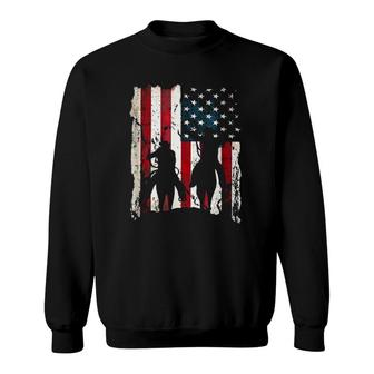Independence Day Team Roping Cowboys July Of 4Th Us Flag Sweatshirt - Seseable