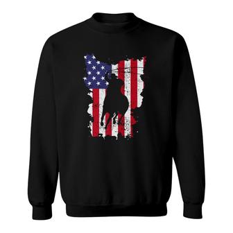 Independence Day Team Roping Horseback Riding July Of 4Th Us Flag Sweatshirt - Seseable