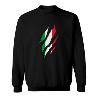 Italy Italian Flag Claw Marks - Italian Roots & Heritage Sweatshirt - Seseable