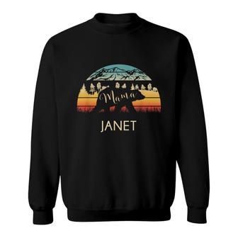 Janet Name Gift Retro Sun Personalized Mama Bear Sweatshirt - Seseable