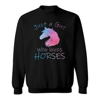Just A Girl Who Loves Horses Equestrian Rider Teen Kid Women Sweatshirt | Mazezy