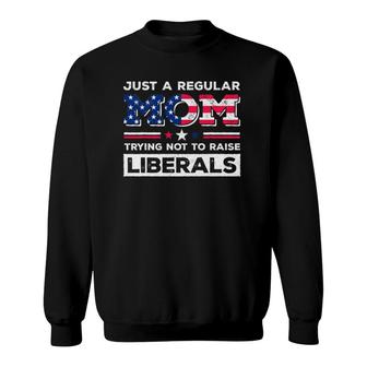 Just A Regular Mom Trying Not To Raise Liberals Republican America Flag Sweatshirt - Seseable