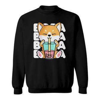 Kawaii Shiba Inu Dog Bubble Tea Boba Anime Neko Japan V2 Sweatshirt - Thegiftio
