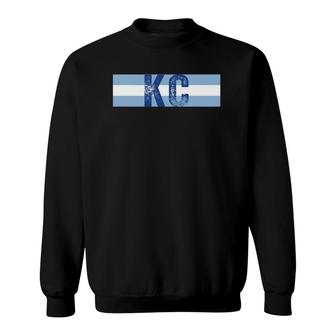 Kc Kansas City Baby Blue Royal Blue Retro Stripes Vintage Sweatshirt - Seseable