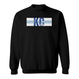 Kc Royal Blue Kansas City Original Vintage Stripes Kc Fans Sweatshirt - Seseable