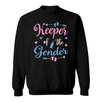Keeper Of The Gender Baby Gender Reveal Party Pink Blue Graphic Sweatshirt - Seseable