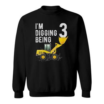 Kids 3Rd Birthday Boy Bulldozer Construction 3 Years Old Sweatshirt - Seseable