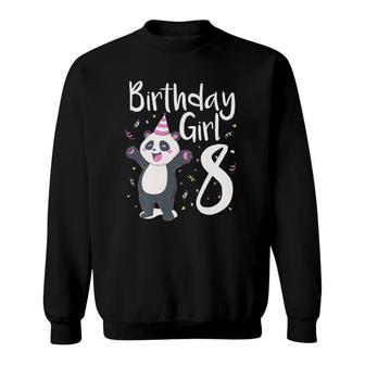 Kids 8 Years Old Panda Birthday Girl Cute Girls 8Th Party Gift Sweatshirt | Mazezy