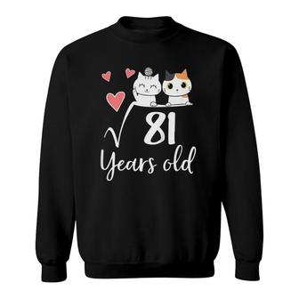 Kids 9 Years Old Square Root Math Cat Lover Kawaii 9Th Birthday Sweatshirt - Seseable