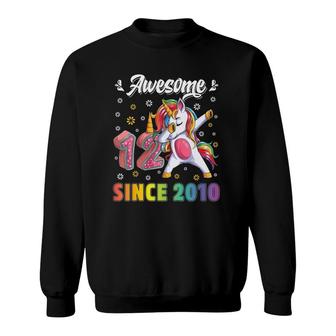 Kids Awesome Dabbing Unicorn Birthday 12 Years Old Girl 12Th B Day Sweatshirt - Seseable