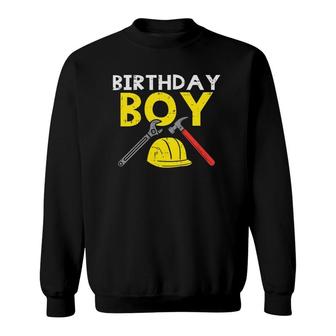 Kids Birthday Boy Construction Hard Hat Cute 3Rd Birthday Boys Sweatshirt - Seseable