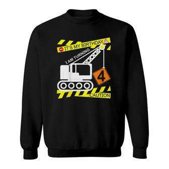 Kids Boys Construction Truck 4Th Birthday Gift For Age 4 Yrs Old Sweatshirt - Seseable