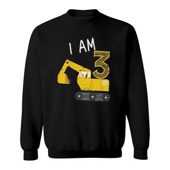 Kids Gift For Boys Construction Party Excavator 3Rd Birthday Sweatshirt - Seseable