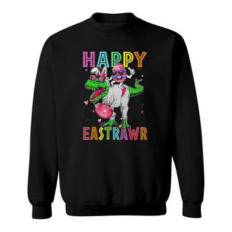 Kids Happy Eastrawr Trex Dino Toddler Boys Easter Dinosaur Sweatshirt - Seseable