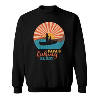 Kids Papas Fishing Buddy For Boys Matches Fathers Day Designs Sweatshirt - Seseable