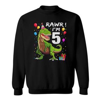 Kids Rawr Im 5 5Th Birthday Partyrex Dinosaur For Boys Sweatshirt | Seseable UK