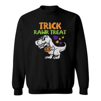 Kids Trick Rawr Treat Dinosaurrex Toddler Boys Halloween Kids Sweatshirt - Seseable