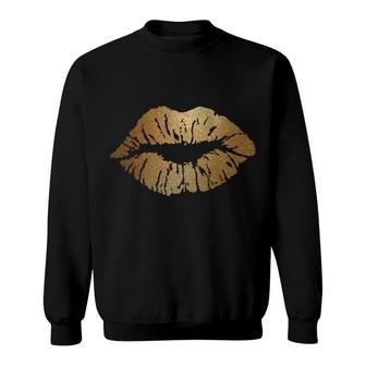Kiss Lips Sparkle Glitter Valentine Sexy Love Good Vibe Gold Sweatshirt - Monsterry UK