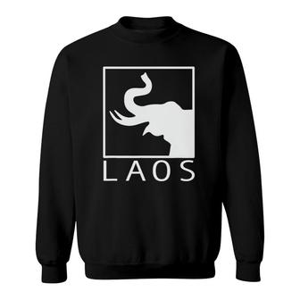 Laos Boxed Typography Laotian Sabaidee Lao Flag Sweatshirt | Mazezy