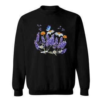 Lavender Plant Butterfly Herb Wildflower Botanical Gift Sweatshirt | Mazezy