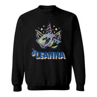 Leanna Personalized Custom Name Rainbow Unicorn Crown Sweatshirt - Seseable