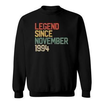 Legend Since November 1994 27Th Birthday Gift 27 Years Old Sweatshirt - Seseable