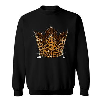 Leopard Taurus Queen Zodiac Sign With Leopard Pattern Crown Sweatshirt - Seseable