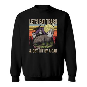 Lets Eat Trash And Get Hit By A Car Gifts Vintage Opossum V2 Sweatshirt - Thegiftio UK