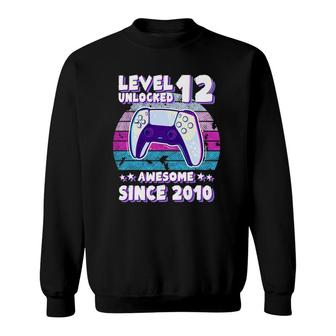 Level 12 Unlocked Bday Gamer Boy Girl 12 Years Old Birthday Sweatshirt - Seseable