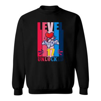 Level 17 Color Heart 17Th Birthday Great Sweatshirt - Seseable