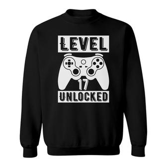 Level 17 Unlocked 17Th Birthday White Black Gamer Sweatshirt - Seseable