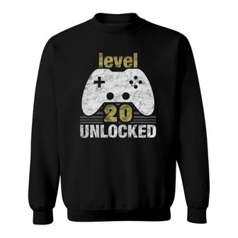 Level 20 Unlocked 20Th Birthday 20 Years Old Gift For Gamers Sweatshirt - Seseable