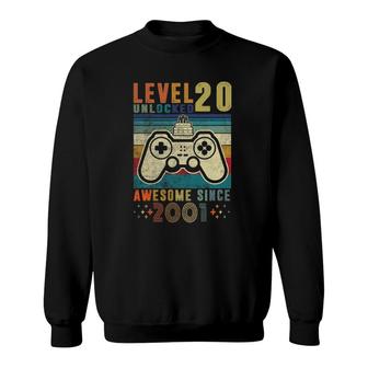 Level 20 Unlocked Video Gamer 20 Years Old 20Th Birthday Sweatshirt - Seseable