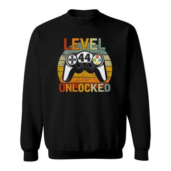 Level 44 Unlocked 44 Years Old Retro 44Th Birthday Gift Sweatshirt - Seseable