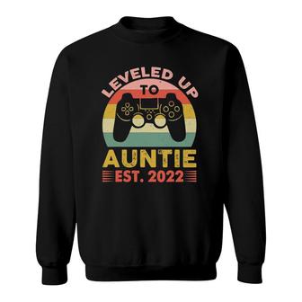 Leveled Up To Aunt 2022 Promoted To Auntie Est 2022 Ver2 Sweatshirt - Thegiftio UK