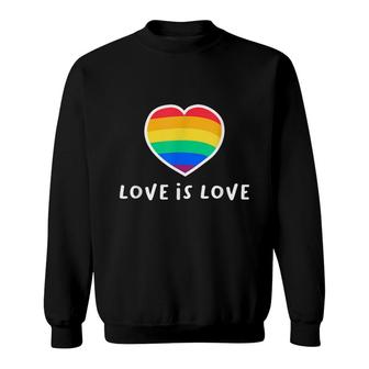 Lgbt Love Is Love Lesbian Gay Pride Rainbow Flag Color Heart Sweatshirt - Thegiftio UK