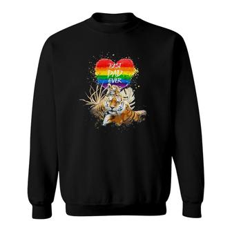 Lgbt Pride Daddy Tiger Rainbow Best Dad Ever Fathers Day Sweatshirt - Seseable