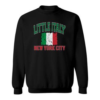 Little Italy Ny Varsity Paintbrush Style Italian Flag Sweatshirt - Seseable