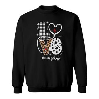 Love Great Leopard Nurse Life Hastag Heart New 2022 Sweatshirt - Seseable