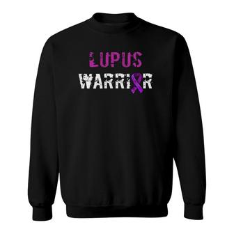 Lupus Warrior Awareness Purple Ribbon Support Sweatshirt - Seseable