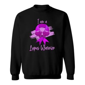 Lupus Warrior Purple Awareness May Month Ribbon Lupus Gift Sweatshirt - Seseable