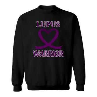 Lupus Warrior Purple Heart Ribbon Awareness Sweatshirt - Seseable